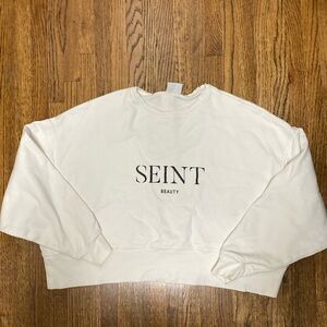 SEINT beauty cropped white sweatshirt size XS
